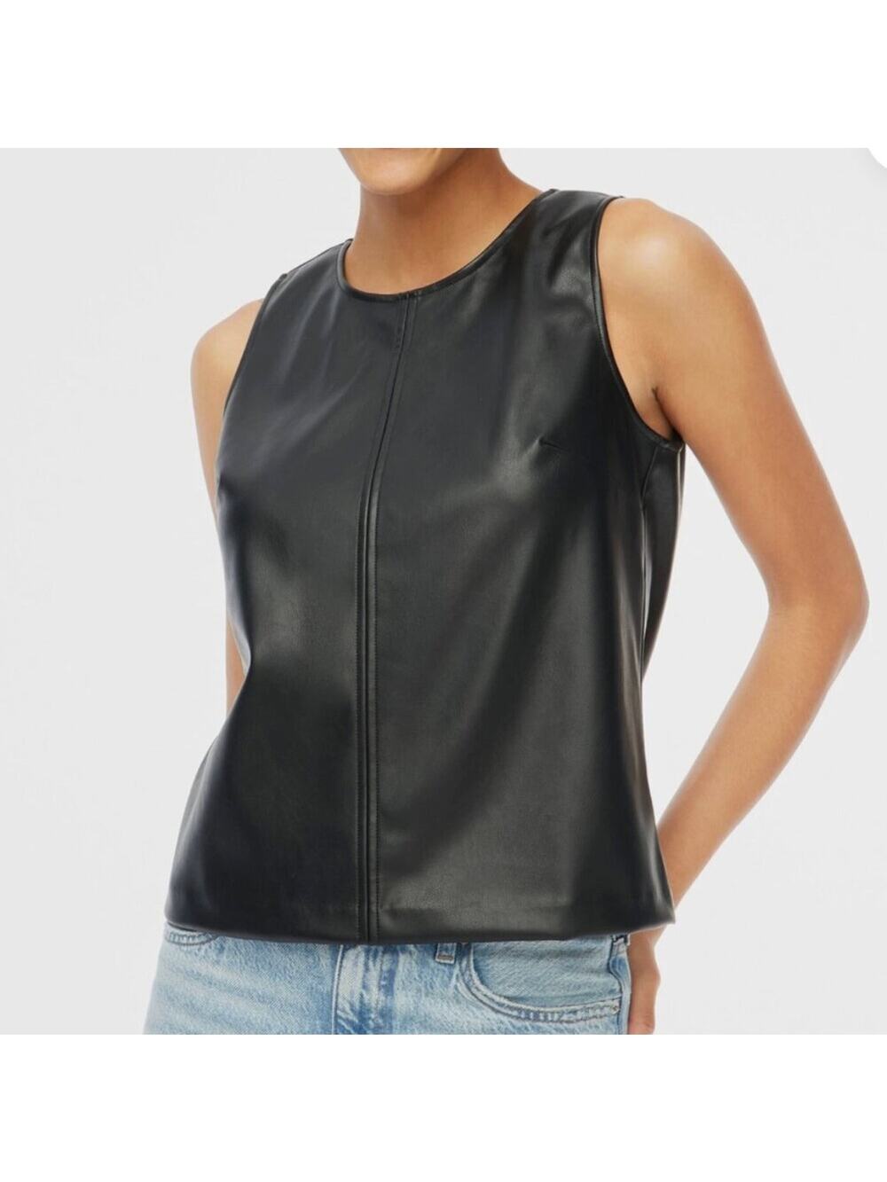 J.Crew Faux Leather Shell Top – Black – Size XS